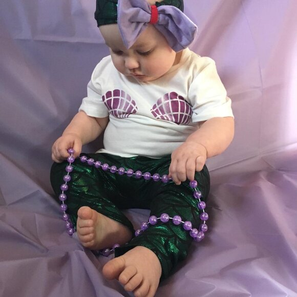 Infant Baby MERMAID Outfit - Top, Pants, Headband BRAND NEW Size 6M-12M - Picture 2 of 7